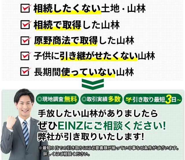 現地調査無料。引き取り実績多数。引き取り最短3日～